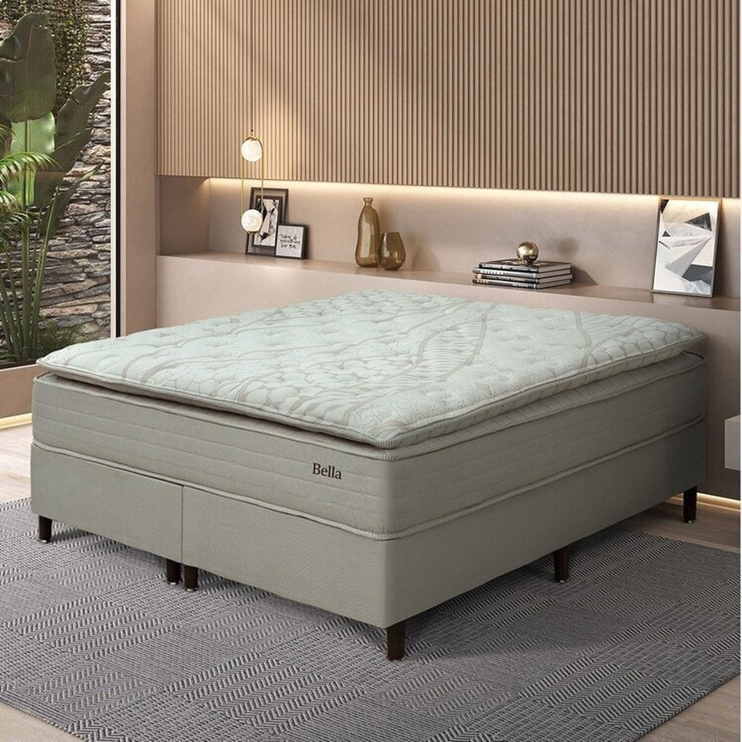 Conjunto Colchão Mola Ensacada E Base Box Queen 73x158x198cm Bella Boucle Yescasa Nude