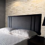 Cabeceira Painel Siena Double Corino Preto King 195 x 60