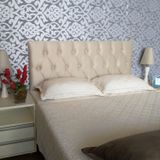 Cabeceira Painel Luna Suede Liso Bege com Strass Casal