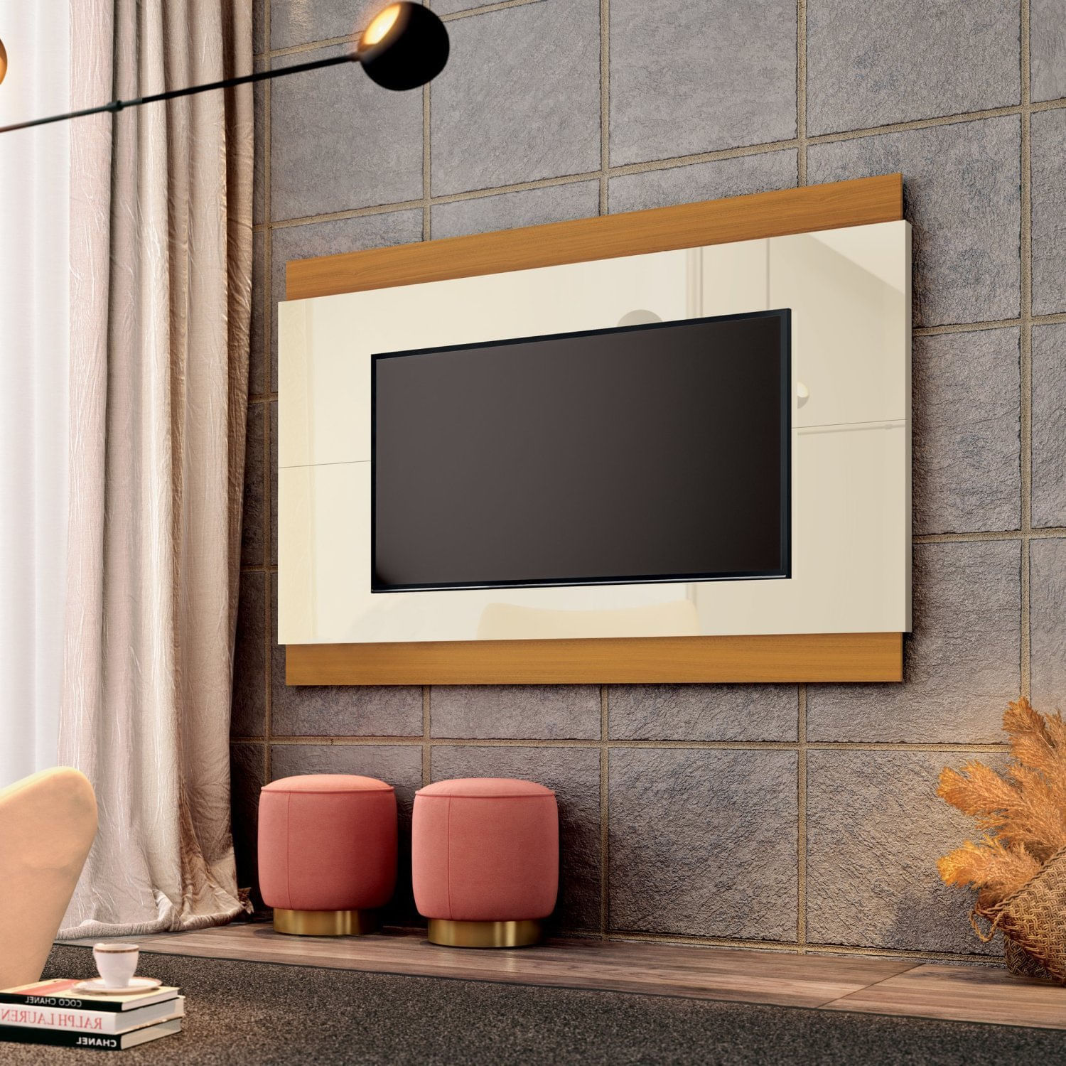 Painel Para Tv Até 60 Polegadas Legacy 1.6 776177 Edn Móveis Off White/cedro