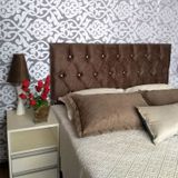 Cabeceira Painel Luna Suede Marrom com Strass KING 195 x 60