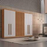 Guarda-roupa 6 Portas 6 Gavetas Hermes 100% Naturalle/off White