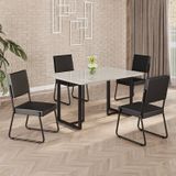 Conjunto Sala De Jantar Mesa 120x90cm Base Lunna Tampo Mdf Laca Com Vidro Napoli Preto