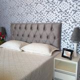 Cabeceira Painel Luna Suede Cinza com Strass Casal 140 x 60