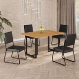 Conjunto Sala De Jantar Mesa 120x90cm Base Lunna Tampo Mdf Napoli Preto