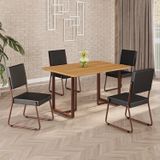 Conjunto Sala De Jantar Mesa 120x90cm Base Lunna Tampo Mdf Napoli Preto / Marrom
