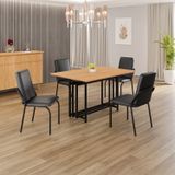 Conjunto Sala De Jantar Mesa 120x90cm Base Pérola Tampo Mdf Malibu Preto Fosco
