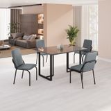 Conjunto Sala De Jantar Mesa 120x90cm Base Lunna Tampo Mdf Com Vidro Malibu Grafite/preto