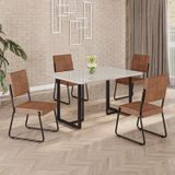 Conjunto Sala De Jantar Mesa 120x90cm Base Lunna Tampo Mdf Laca Com Vidro Napoli Marrom/preto
