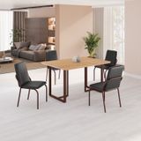 Conjunto Sala De Jantar Mesa 120x90cm Base Lunna Tampo Mdf Malibu Preto/marrom
