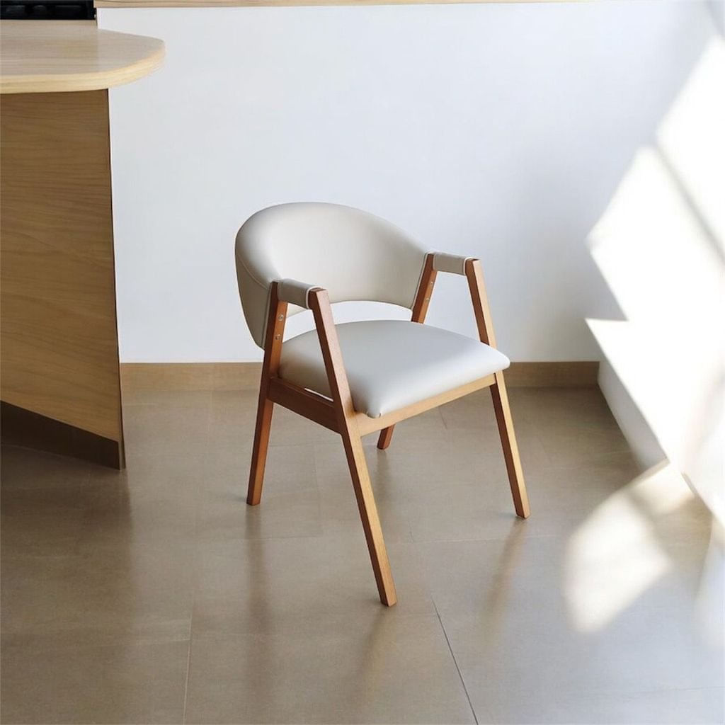 Cadeira Olivia Em Madeira Maciça De Eucalipto Verniz Imbuia Rust Factor Marrom / Branco