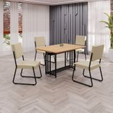 Conjunto Sala De Jantar Mesa 120x90cm Base Pérola Tampo Mdf Napoli Creme / Preto