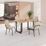 Conjunto Sala De Jantar Mesa 120x90cm Base Lunna Tampo Mdf Malibu Creme/preto