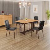 Conjunto Sala De Jantar Mesa 120x90cm Base Pérola Tampo Mdf Malibu Preto / Marrom