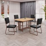Conjunto Sala De Jantar Mesa 120x90cm Base Pérola Tampo Mdf Napoli Preto / Marrom
