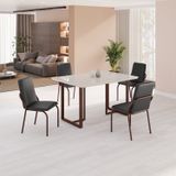 Conjunto Sala De Jantar Mesa 120x90cm Base Lunna Tampo Mdf Laca Com Vidro Malibu Preto/marrom