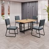 Conjunto Sala De Jantar Mesa 120x90cm Base Pérola Tampo Mdf Napoli Grafite / Preto