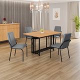 Conjunto Sala De Jantar Mesa 120x90cm Base Pérola Tampo Mdf Malibu Grafite / Preto