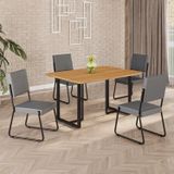 Conjunto Sala De Jantar Mesa 120x90cm Base Lunna Tampo Mdf Napoli Grafite / Preto