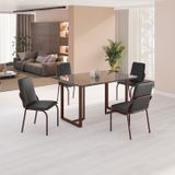Conjunto Sala De Jantar Mesa 120x90cm Base Lunna Tampo Mdf Com Vidro Malibu Preto/marrom