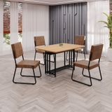 Conjunto Sala De Jantar Mesa 120x90cm Base Pérola Tampo Mdf Napoli Marrom / Preto