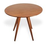 Mesa De Jantar Redonda Base Tripé Em Madeira Maciça - 80 Cm Mel