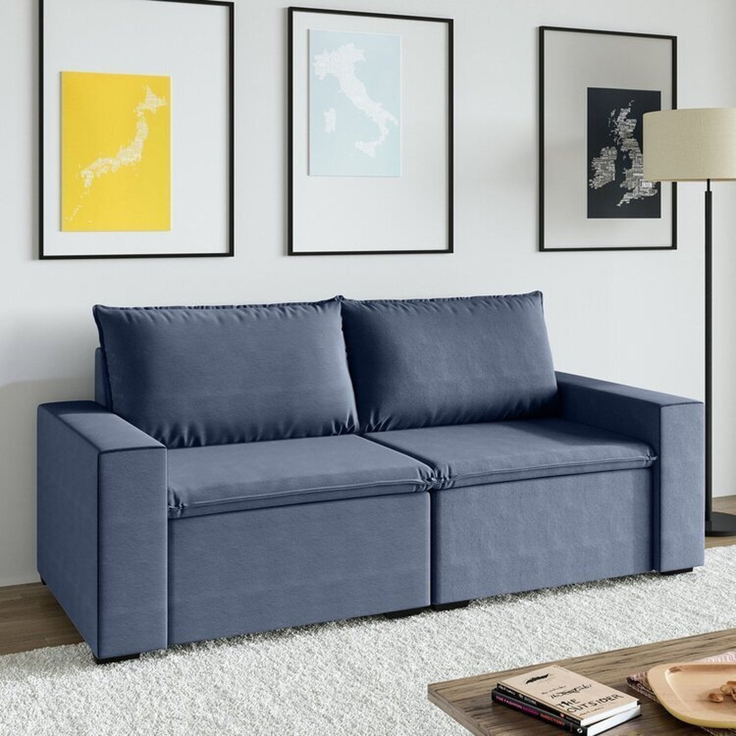 Sofá Modular 1 Módulo Esquerdo 1 Módulo Direito Zen Cabecasa Madeiramadeira Azul Sereno