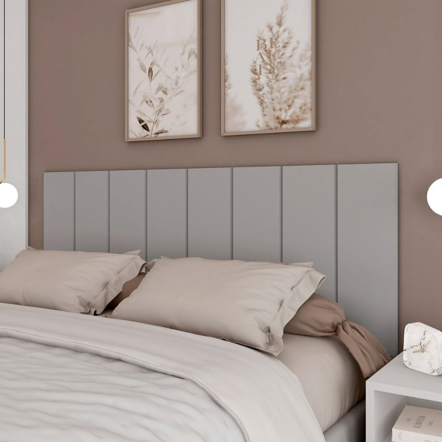 Cabeceira Liora Modulada Cama Box Queen 1,60m 8 Módulos Cacao