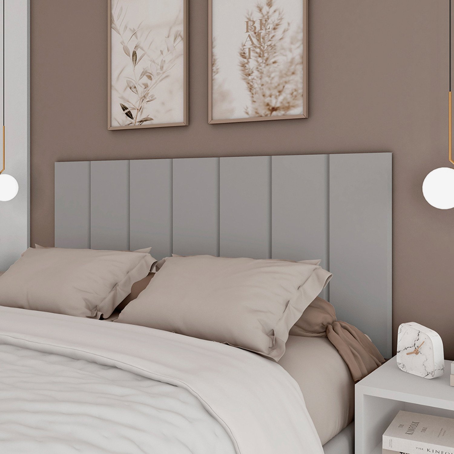 Cabeceira Liora Modulada Cama Box Casal 1,40m 7 Módulos Cacao