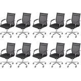 Kit 10 Cadeiras Para Escritorio Diretor Baixa Roma 3312 Preto