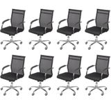 Kit 8 Cadeiras Escritorio Diretor Tela Mesh Roma 3312 Preto