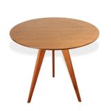Mesa De Jantar Redonda Base Tripé Em Madeira Maciça - 90 Cm Mel