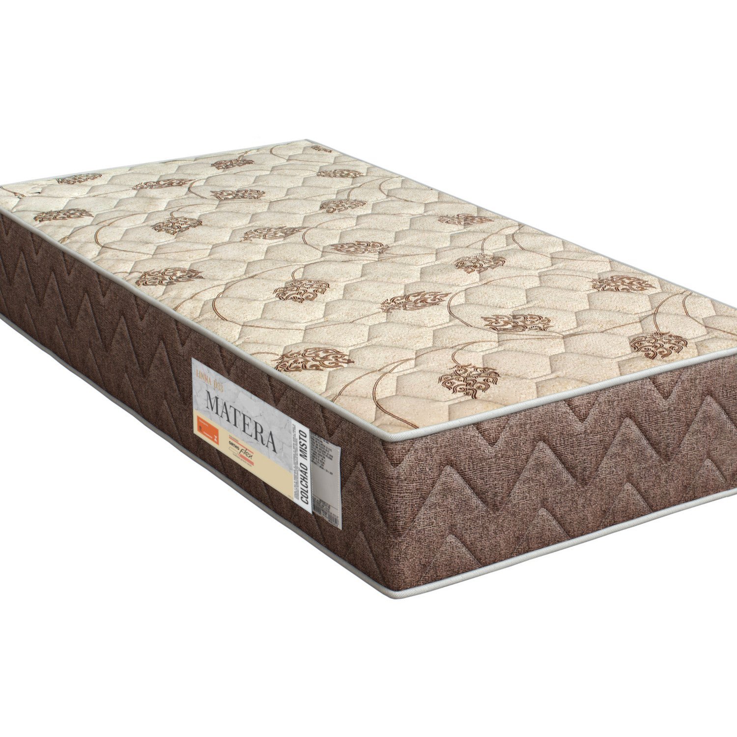 Colchão Solteiro Matera St Eps - D33 Misto Espuma 24x88x188cm Marrom/bege