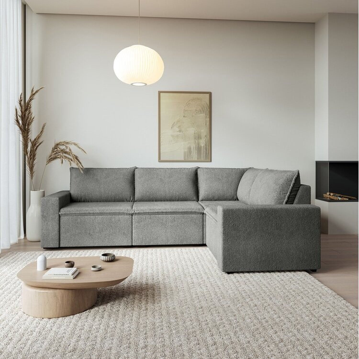 Sofá Modular De Canto 4 Módulos Zen Cabecasa Madeiramadeira Cinza