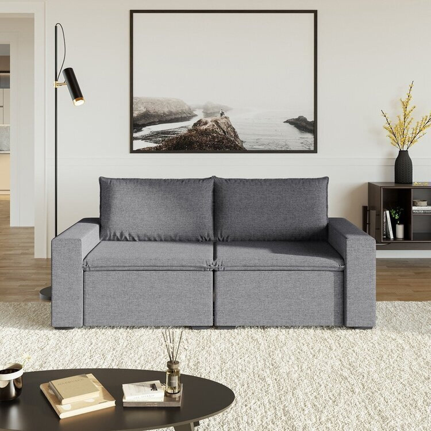 Sofá Modular 1 Módulo Esquerdo 1 Módulo Direito Zen Cabecasa Madeiramadeira Grafite