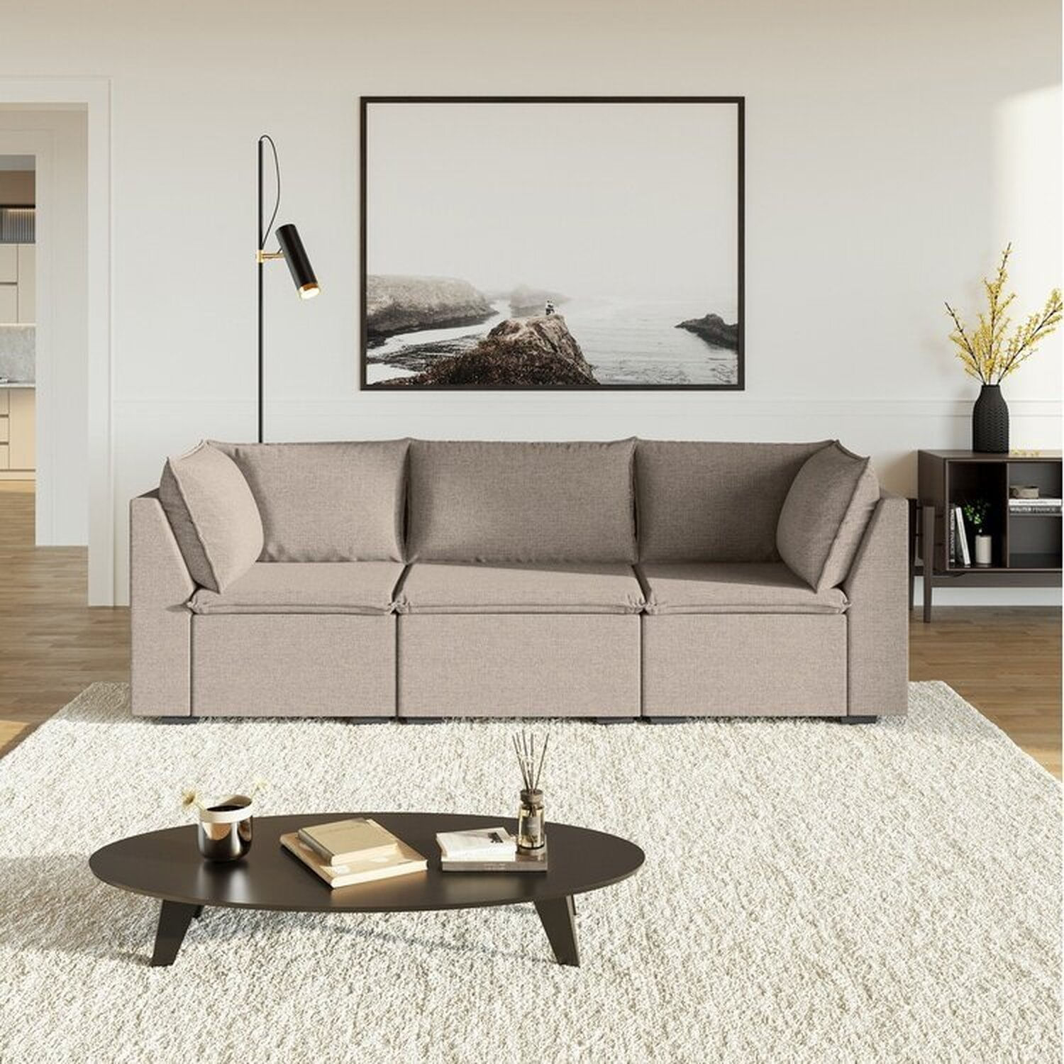 Sofá Modular 2 Módulos Canto 1 Módulo Central Zen Cabecasa Madeiramadeira Marrom