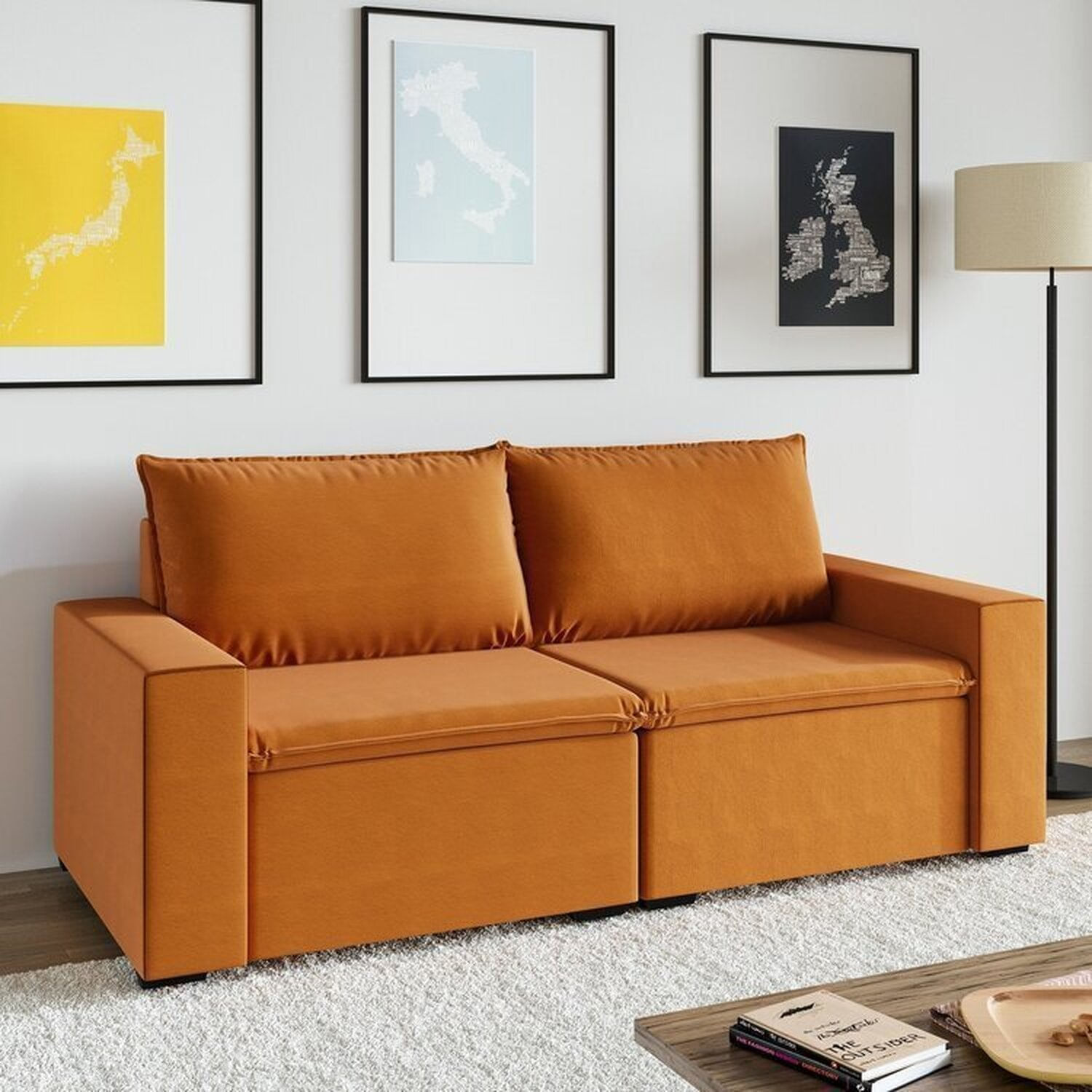 Sofá Modular 1 Módulo Esquerdo 1 Módulo Direito Zen Cabecasa Madeiramadeira Mostarda