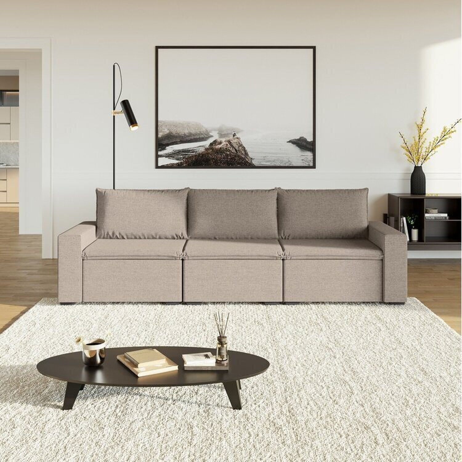 Sofá Modular 1 Módulo Direito 1 Módulo Central 1 Módulo Esquerdo Zen Cabecasa Madeiramadeira Marrom