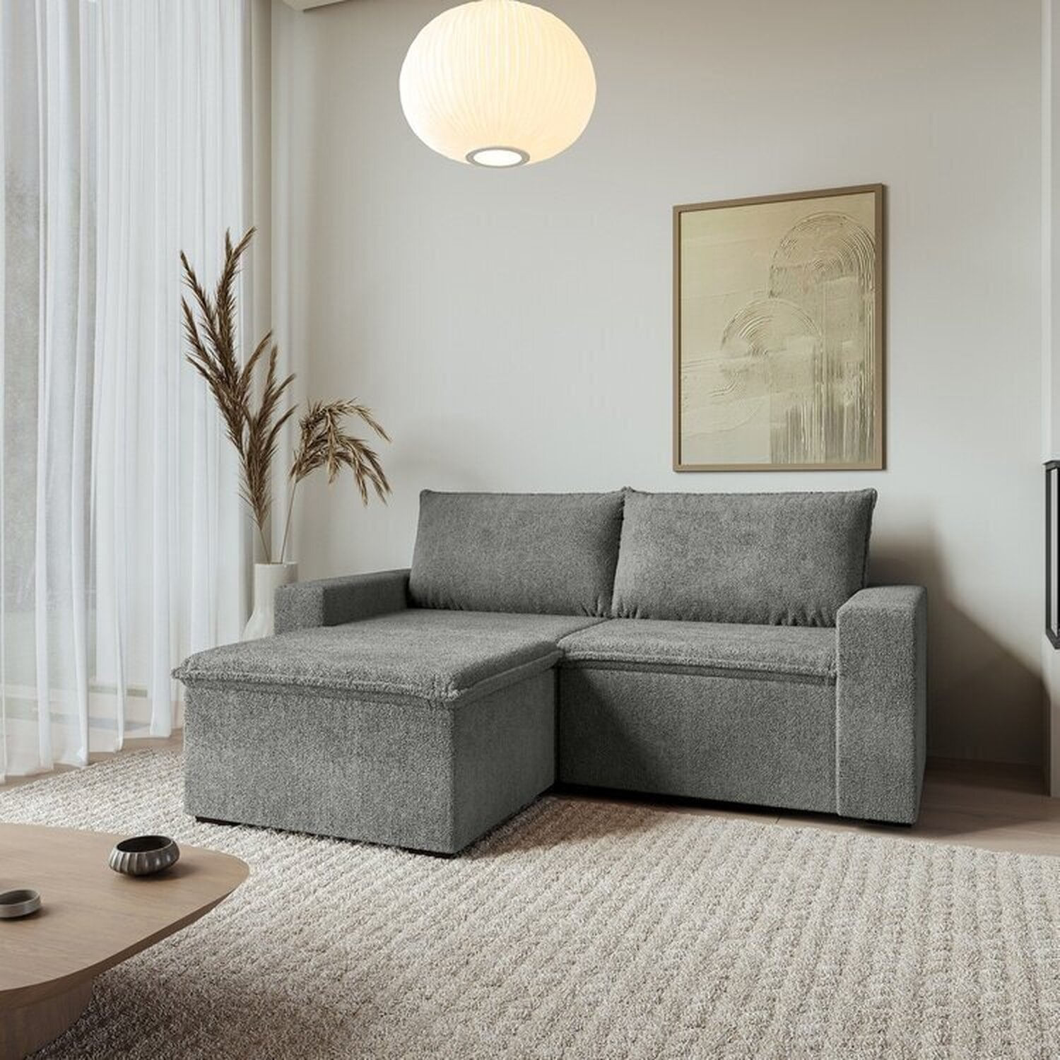 Sofá Modular 1 Módulo Direito 1 Módulo Esquerdo 1 Puff Zen Cabecasa Madeiramadeira Cinza