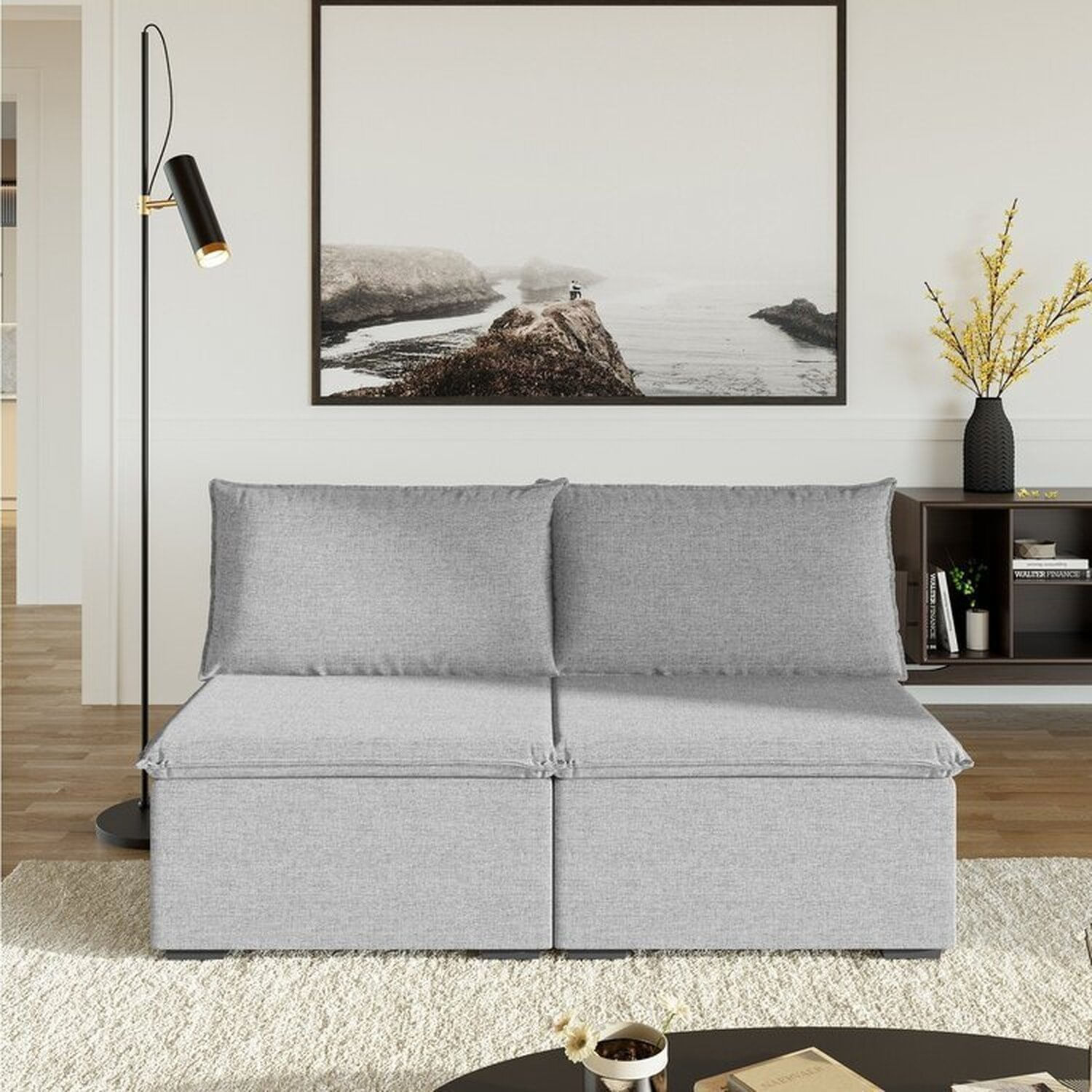 Sofá Modular 2 Módulos Centrais Zen Cabecasa Madeiramadeira Cinza