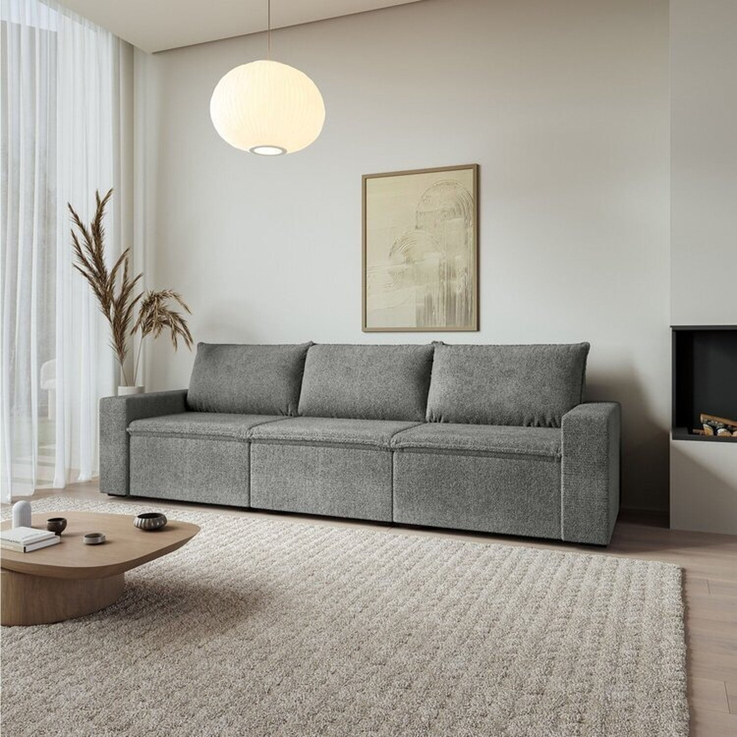 Sofá Modular 1 Módulo Direito 1 Módulo Central 1 Módulo Esquerdo Zen Cabecasa Madeiramadeira Cinza