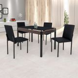 Conjunto Sala De Jantar Mesa Dubai 120x75cm Tampo Vidro Com 4 Cadeiras Ciplafe Preto/linho Preto