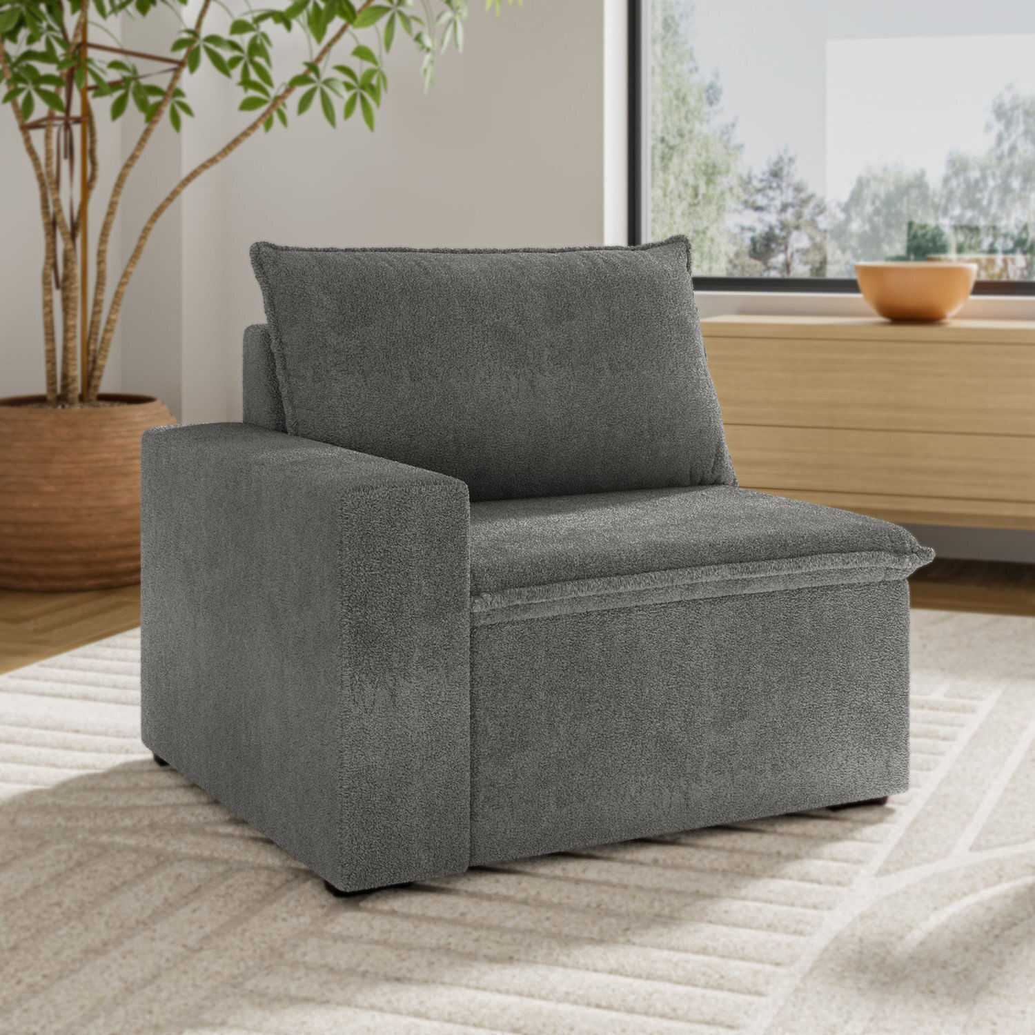 Sofá Modular Com Braço Esquedo 105cm Zen Cabecasa Madeiramadeira Cinza