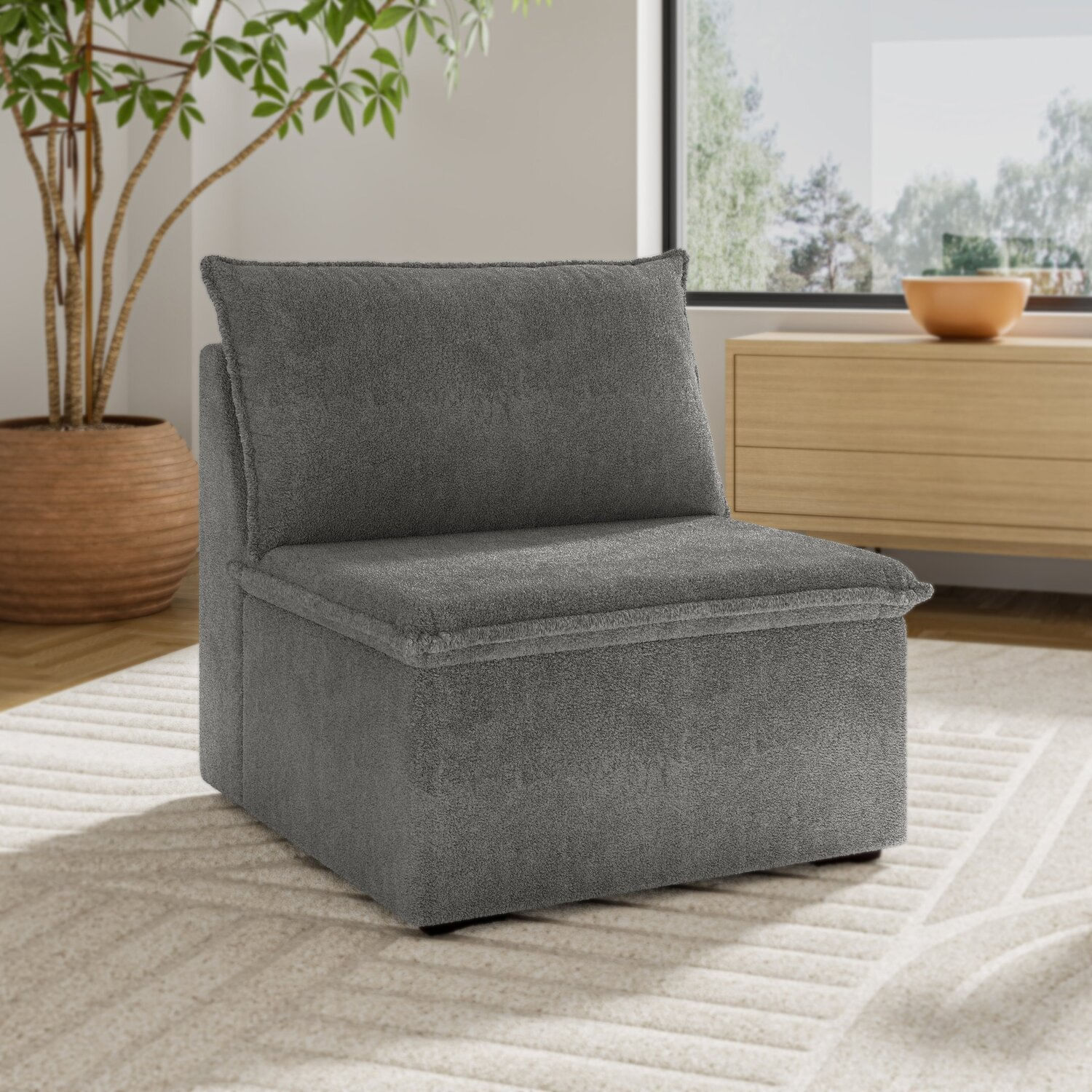 Sofá Modular Central 85cm Zen Cabecasa Madeiramadeira Cinza