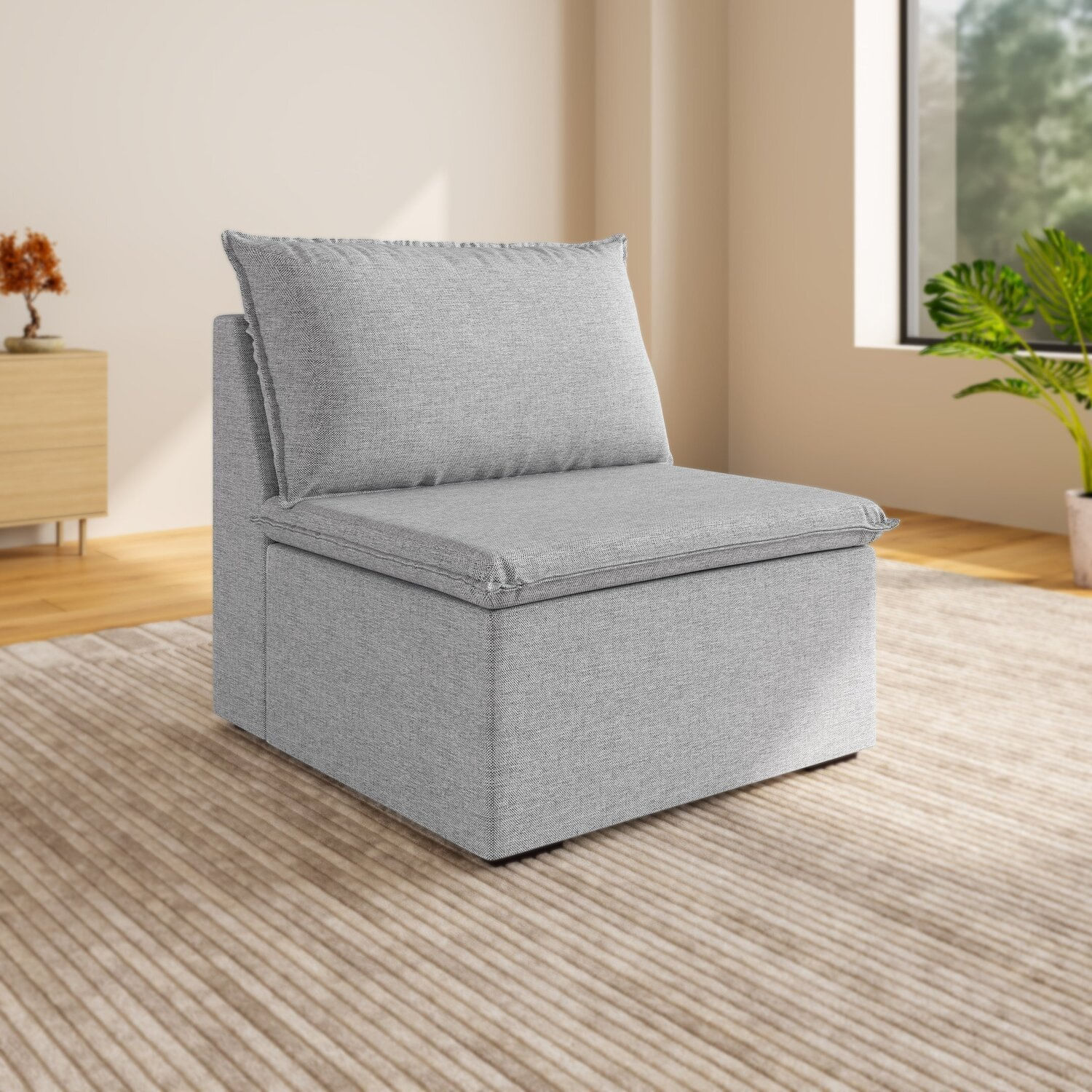 Sofá Modular Central 85cm Zen Cabecasa Madeiramadeira Cinza