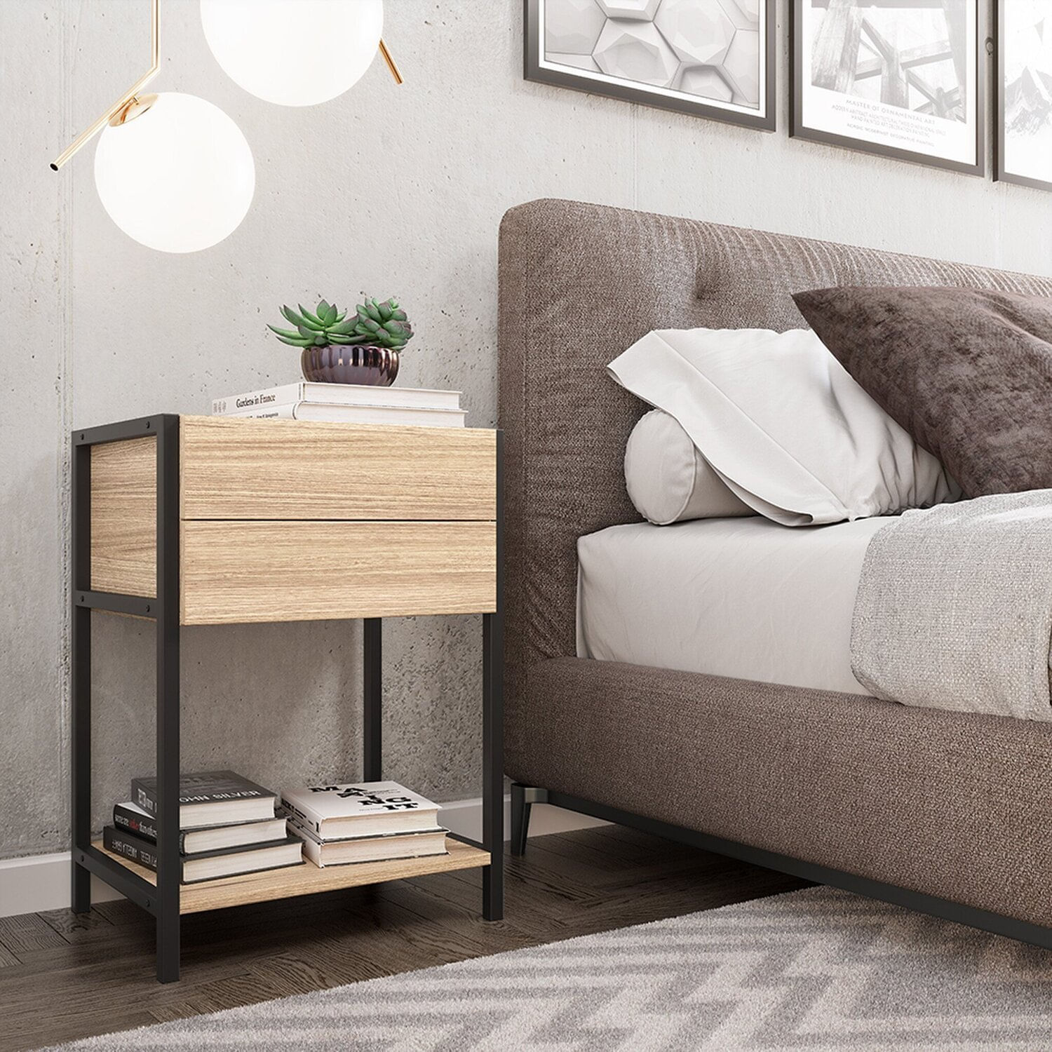 Gaveteiro Cômoda Suez Ambiente Principal Escritório Preto /amadeirado