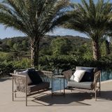 Conjunto Jardim E Varanda 2 Poltronas 1 Mesinha Com Alça Refúgio Cabecasa Madeiramadeira Champanhe/cinza Mesclado