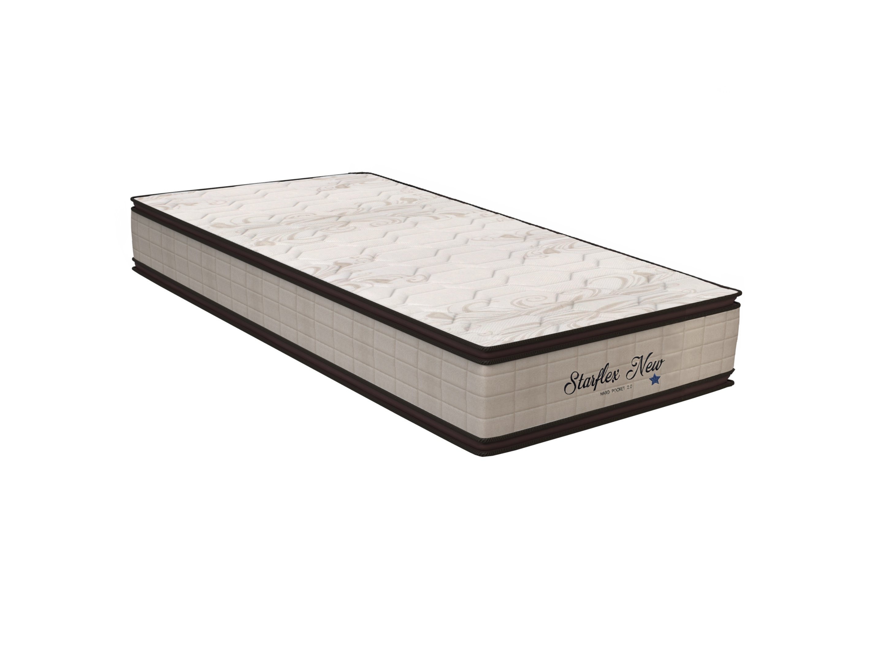 Colchão Twin Solteirão Molas Pocket Ensacadas Starflex New 30x96x203cm Branco/estampado