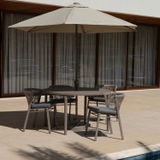 Conjunto Jardim 1 Mesa Ø130cm 4 Cadeiras Sem Braços 1 Ombrelone Refúgio Cabecasa Madeiramadeira Champanhe/cinza Mesclado