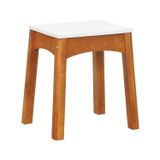 Banco Médio Áustria Madeira Maciça Assento Mdf Laqueado Amêndoa/branco